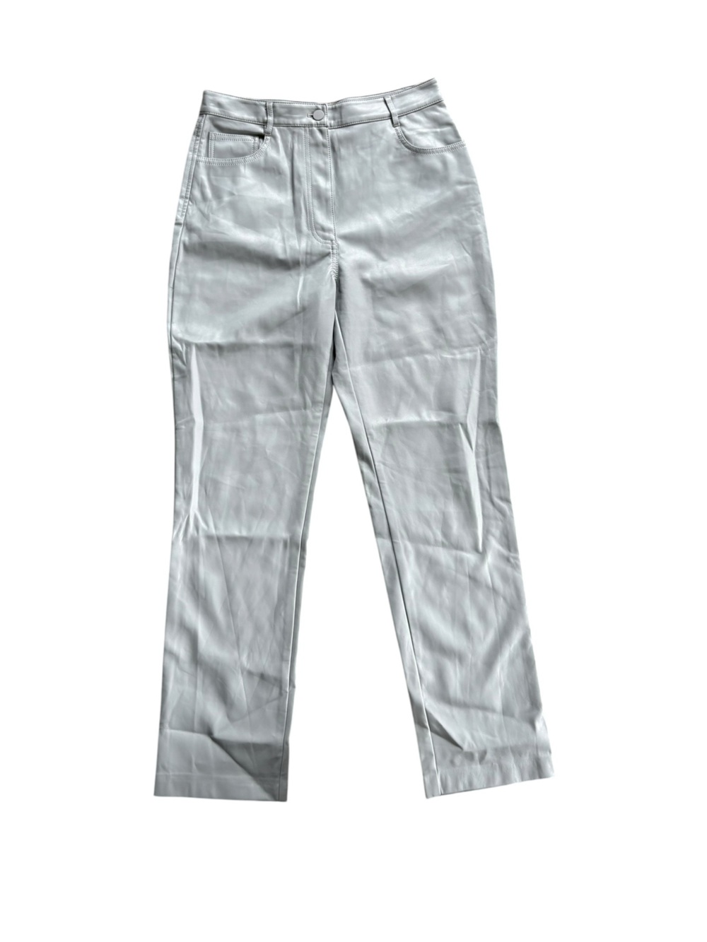 OAK + FORT Vegan Leather Straight Leg Pants Size 8 Grey